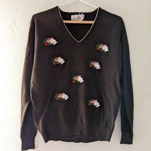 1960s Vintage Embroidered Rabbit Sweater